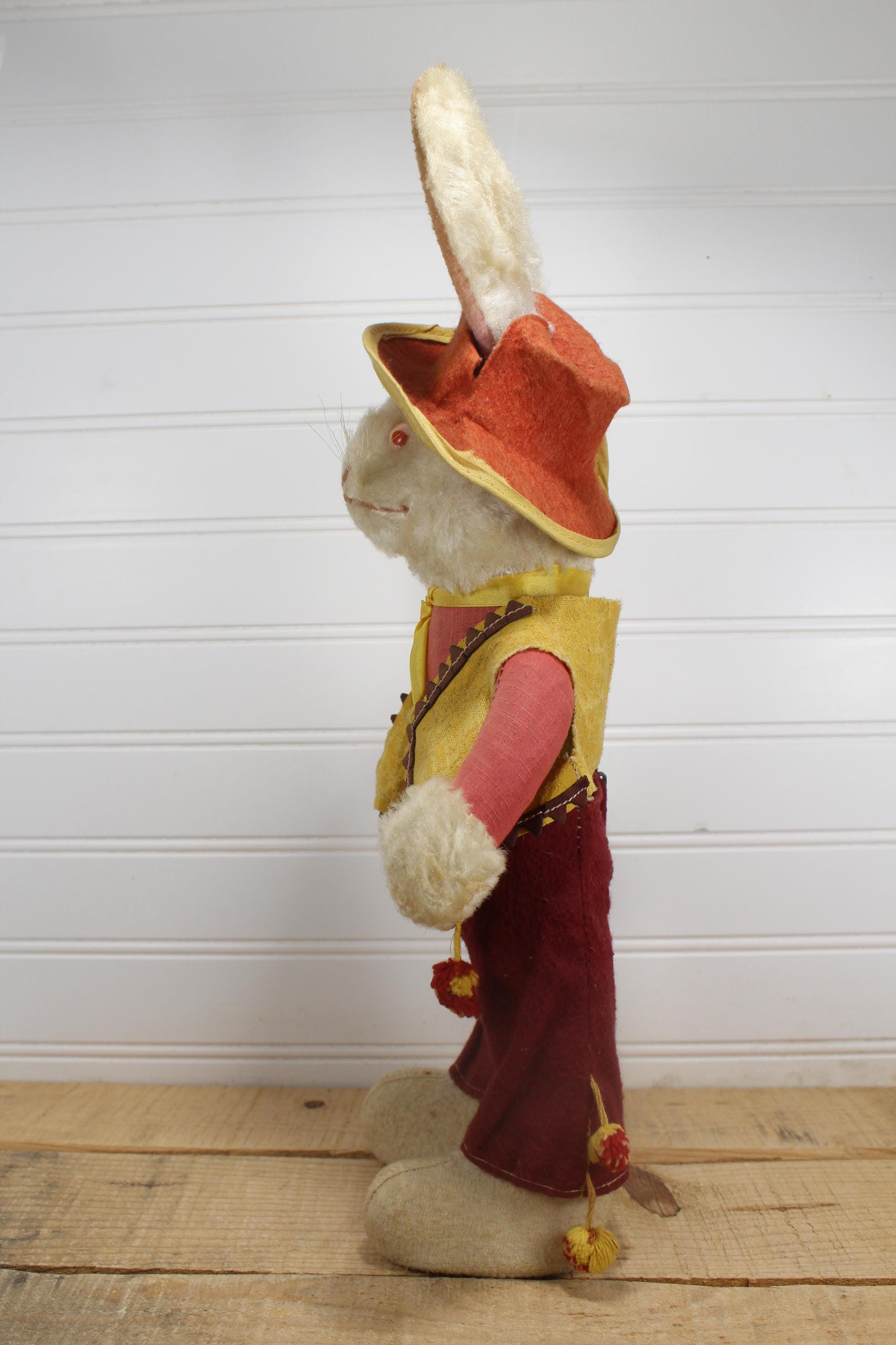 1940's Holiday Rabbit Mexican Festive Attire, 16 Inches Tall, Pink Eyes ...
