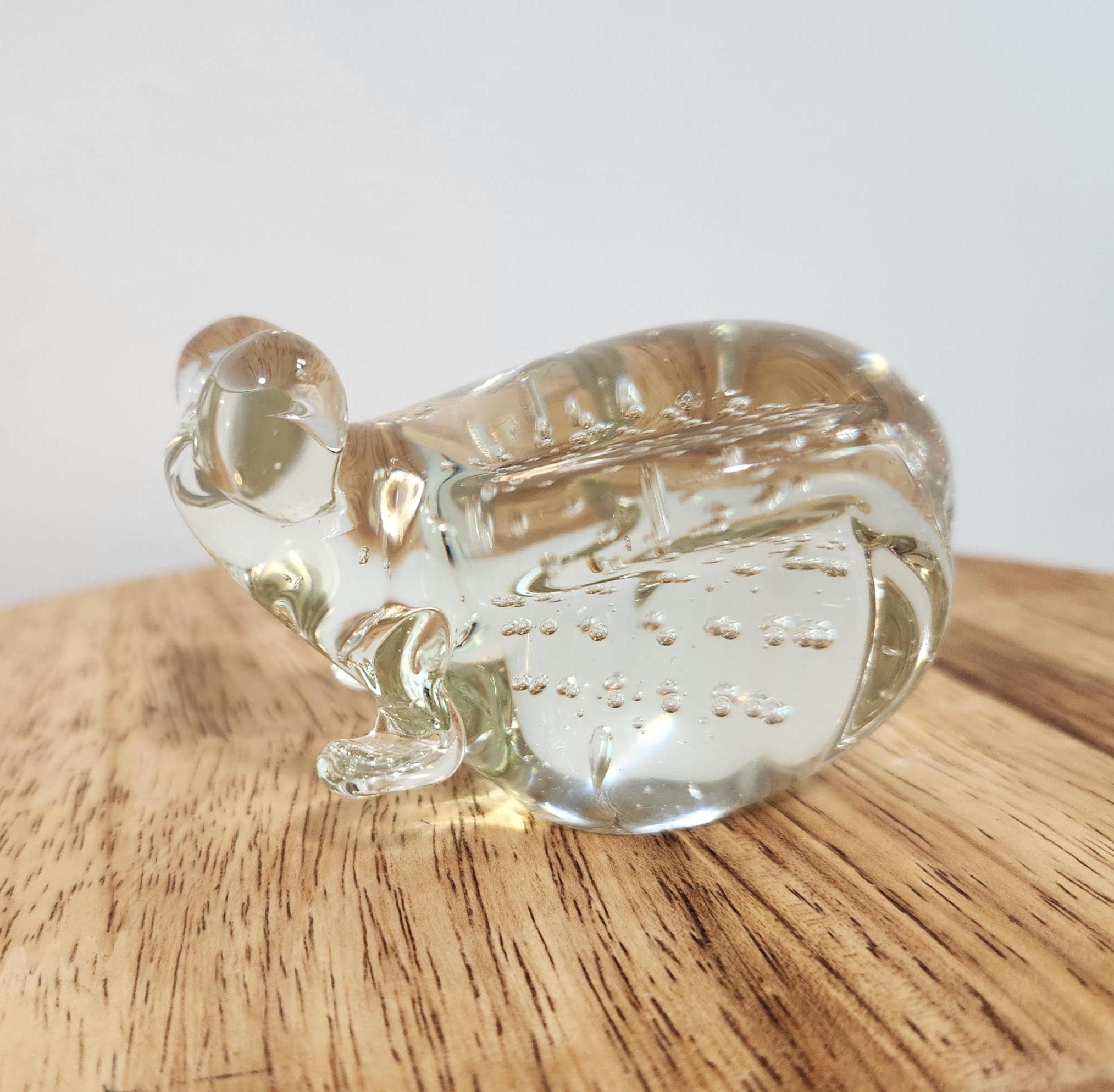 Paperweight Frog Clear Glass Frog Paperweight, Bubbles, Studio Art Glass Desk Accessory ...