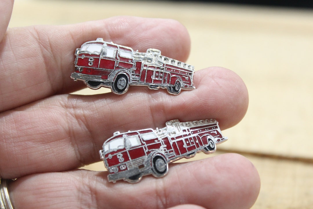 Firetruck, American Lafrance Enamel on Silver Colored Metal, Vintage