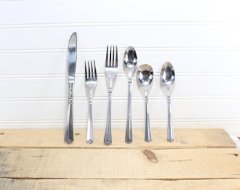 Orleans Silver Stainless Korea flatware ORL31 Sold Separate retired pattern Knife, fork, spoon, salad fork, Ice tea spoon, sugar spoon