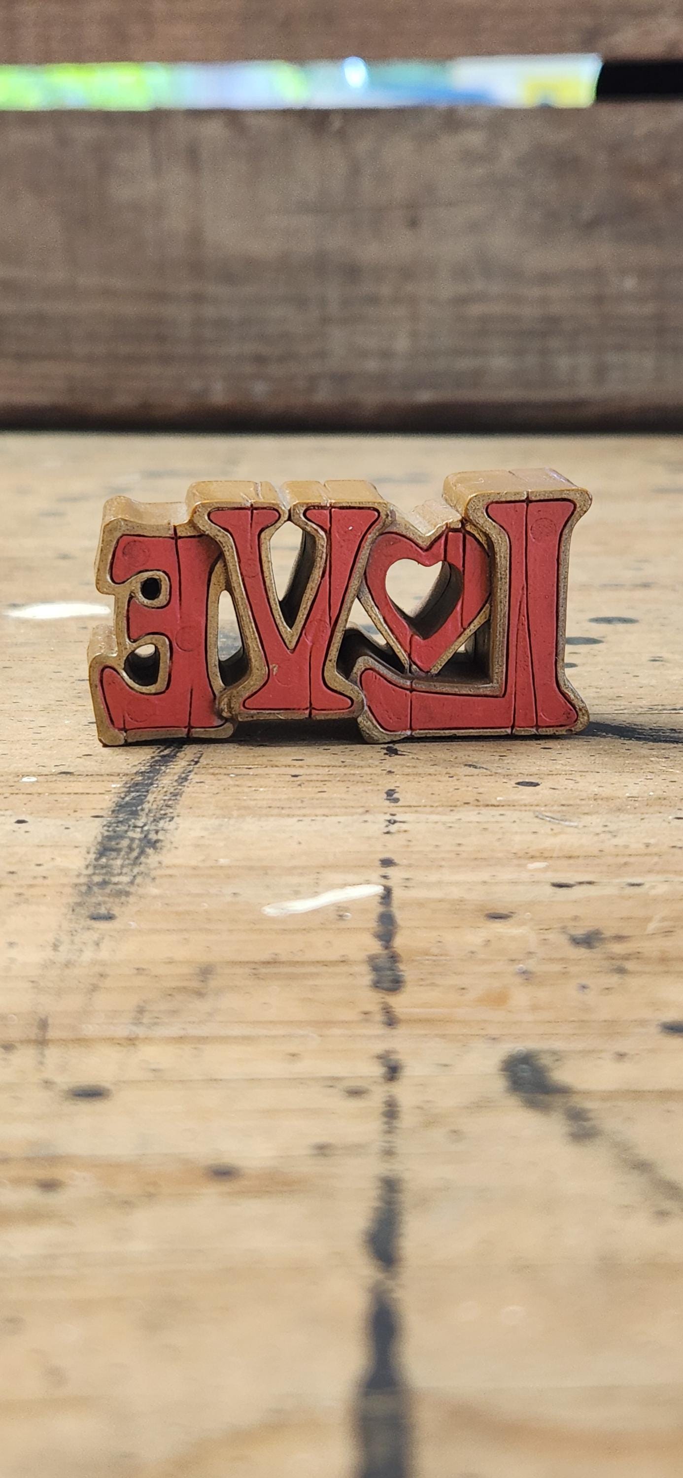 Hallmark - LOVE, Faux Wood Grain Plastic 1979, VPF 1007, Valentine ...