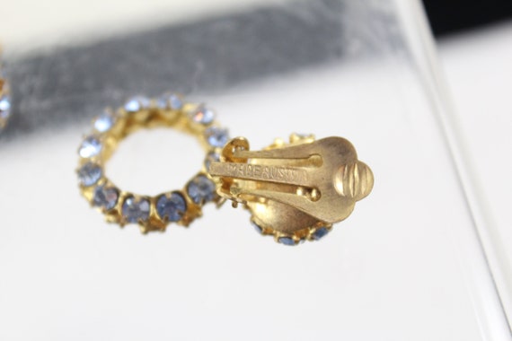 Austrian Blue Stone Circle Dangle Drop earrings, … - image 7