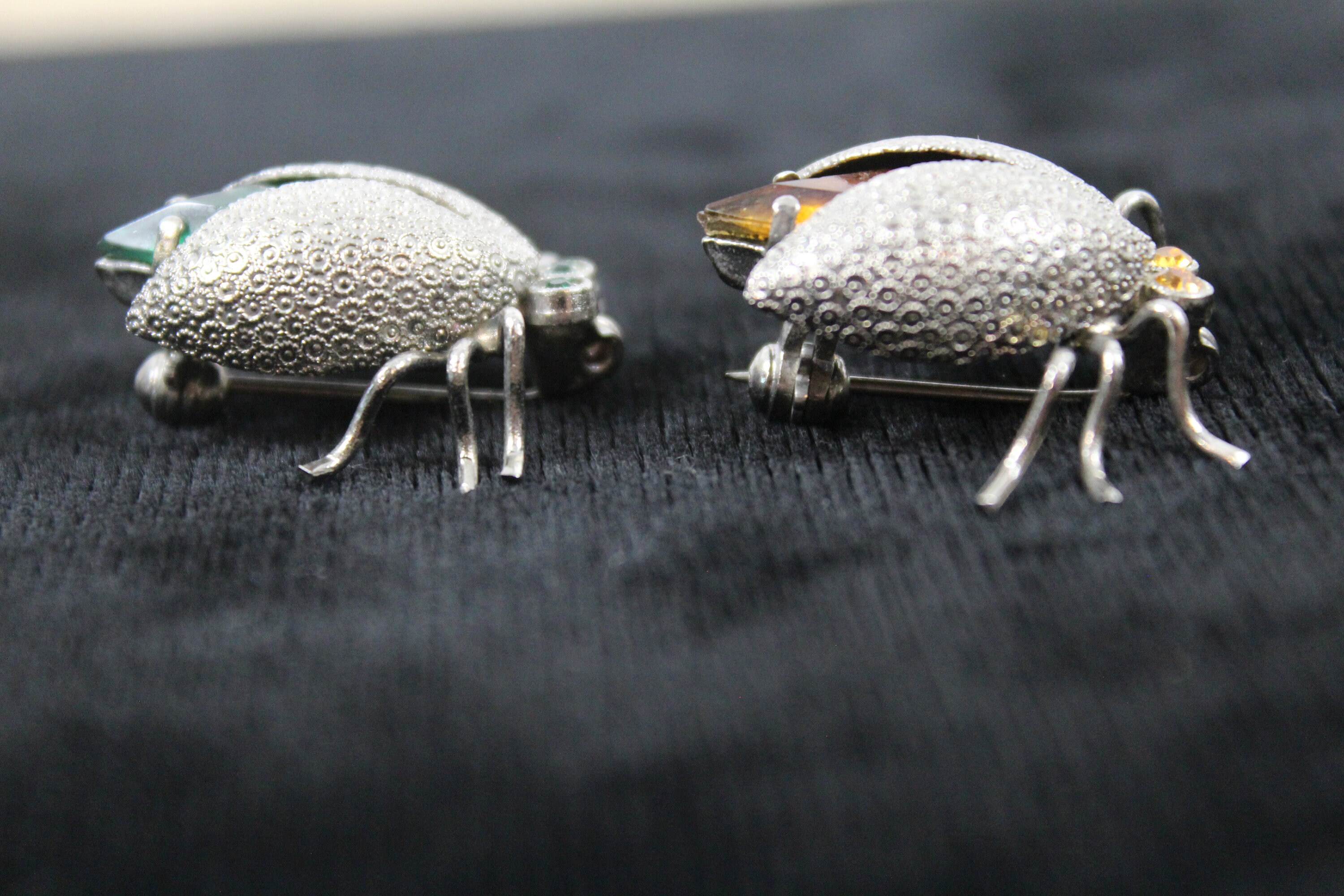 Bug Pins, Sold as a Pair, Silver Metal Marquise Shape Stone Body ...