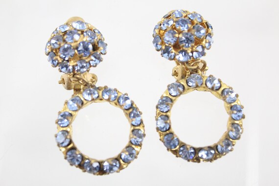 Austrian Blue Stone Circle Dangle Drop earrings, … - image 2