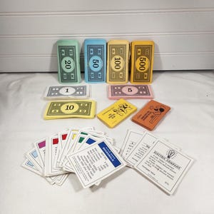 Used Game piece Monopoly, Money, Title deeds, Chance and Community Chest, parts not a full set, Junk Journaling, Crafts