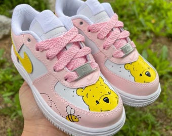 Custom Hand-Painted Winnie The Pooh AF1, Toddler Girl Shoes