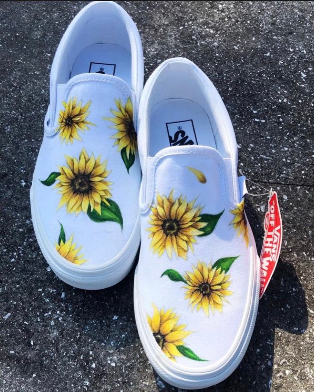 Custom Vans/custom Sneakers Sunflower/embroidered Vans 