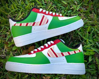 Zapatillas AF1 navideñas personalizadas pintadas a mano, rojas y verdes