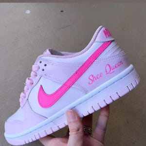 Custom painted pink dunks, triple pink shoes, gift for her, gift shoes, personalized gifts, Gift for Mom, triple blush pink Nike dunks