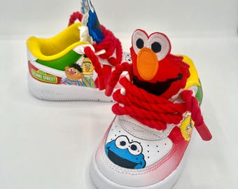 Handbemalte Sesamstraße AF1 Sneakers, Elmo Custom Kleinkind-Schuhe