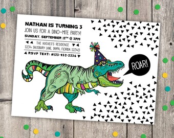 Dinosaur Invitation, Dino party, Dino birthday party, T rex