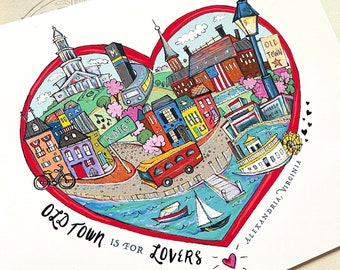 Virginia is for lovers, Historic Old Town Alexandria print, Old Town Alexandria