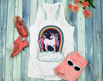 Unicorn tank top, unicorn gift, Rainbow Unicorn