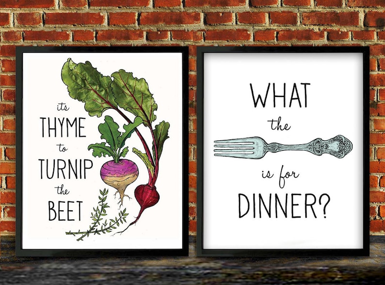 Kitchen Art, Turnip the Beet, Kitchen Decor, Fork, Thyme to Turnip the Beet, Housewarming gift image 1