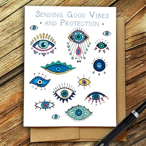 Evil Eye Good Vibes Karte, Schutzkarte, I miss you karte, Good Luck, Grußkarte