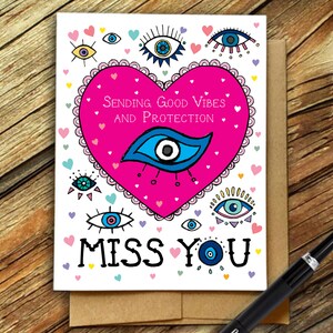 Evil Eye Good Vibes Karte, Schutzkarte, I miss you karte, Good Luck, Grußkarte