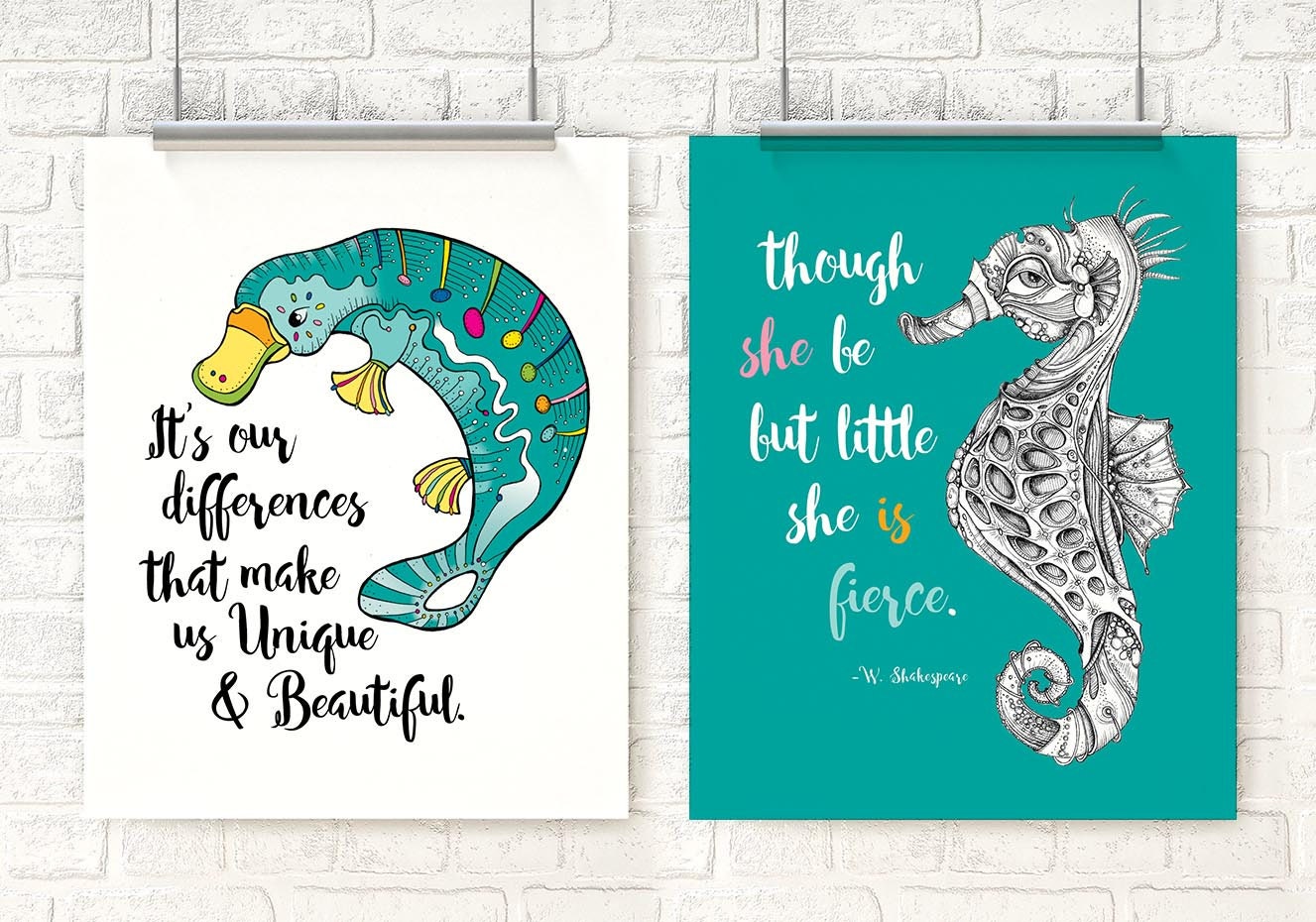 Platypus Seahorse Inspirational Quotes Nursery Decor Etsy