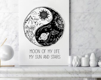 Luna de mi vida mi sol y estrellas, Yin Yang, ying yang, Neon, Cactus, Deja que esa mierda vaya, Encuentra Equilibrio, OVNI, Zen, Espacio, Luna