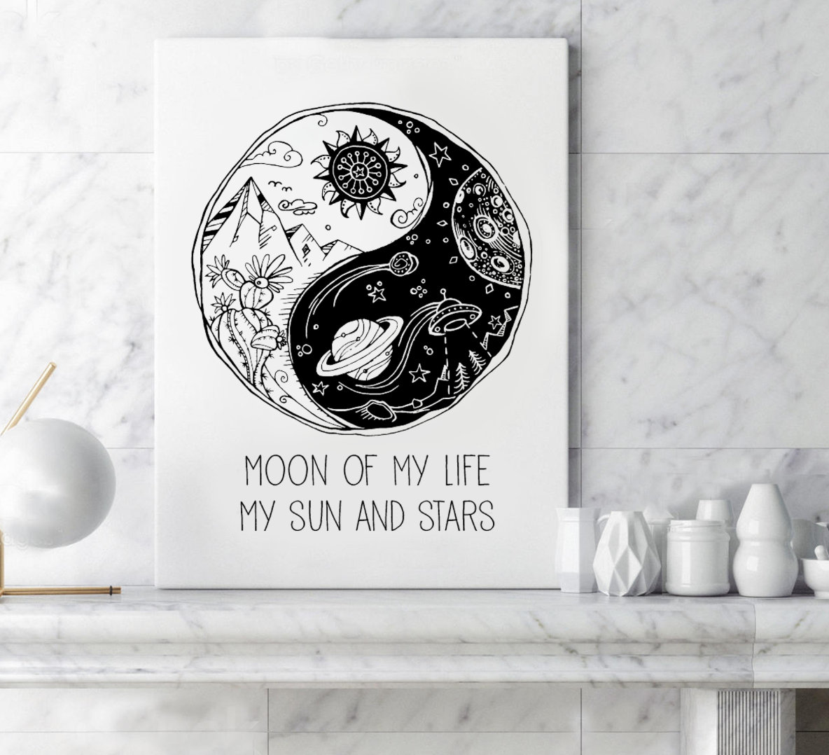Moon of My Life My Sun and Stars, Yin Yang, Ying Yang, Neon, Cactus ...