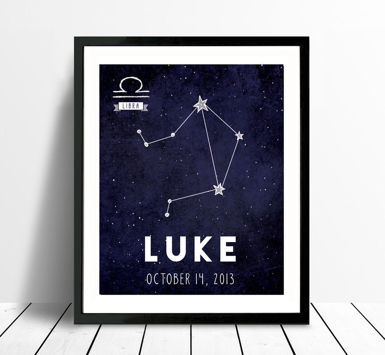 Birthday Constellation Print Space Theme Room Zodiac &amp; | Etsy