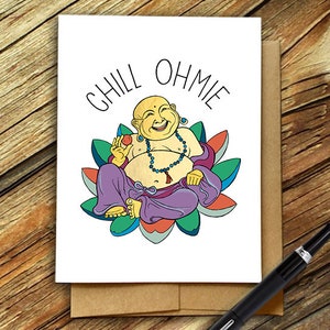 Fett Buddha Karte, lachender Buddha, Namaste-Karte, Yoga-Karte, Zen-Grußkarte, Lotus-Karte