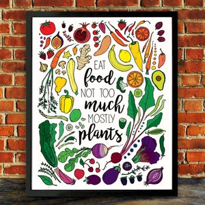 Eat food not too much mostly plants, Michael Pollan, Kitchen Art, Kitchen Decor, Vegan, Vegetarian image 5