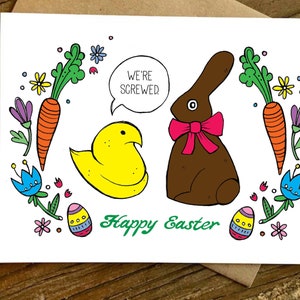 Lustige Osterkarte, Schokolade Hase, Marshmallow Guck, ich bin zurück Hündinnen Happy Easter, Jesus Karte