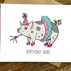Schwein Geburtstag Karte, Geburtstag Baby, Schwein Kunst, witzige Karte, Schwein-Liebhaber