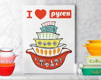 Pyrex, j’aime Pyrex, décor de cuisine, bols de nidification