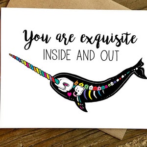 Narwhal Card, You are exquisite inside and out, Bestie card, Narwhal gift