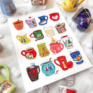 Glühwein mugs art print, German Christmas markets, Germany art, Germany gift image 5