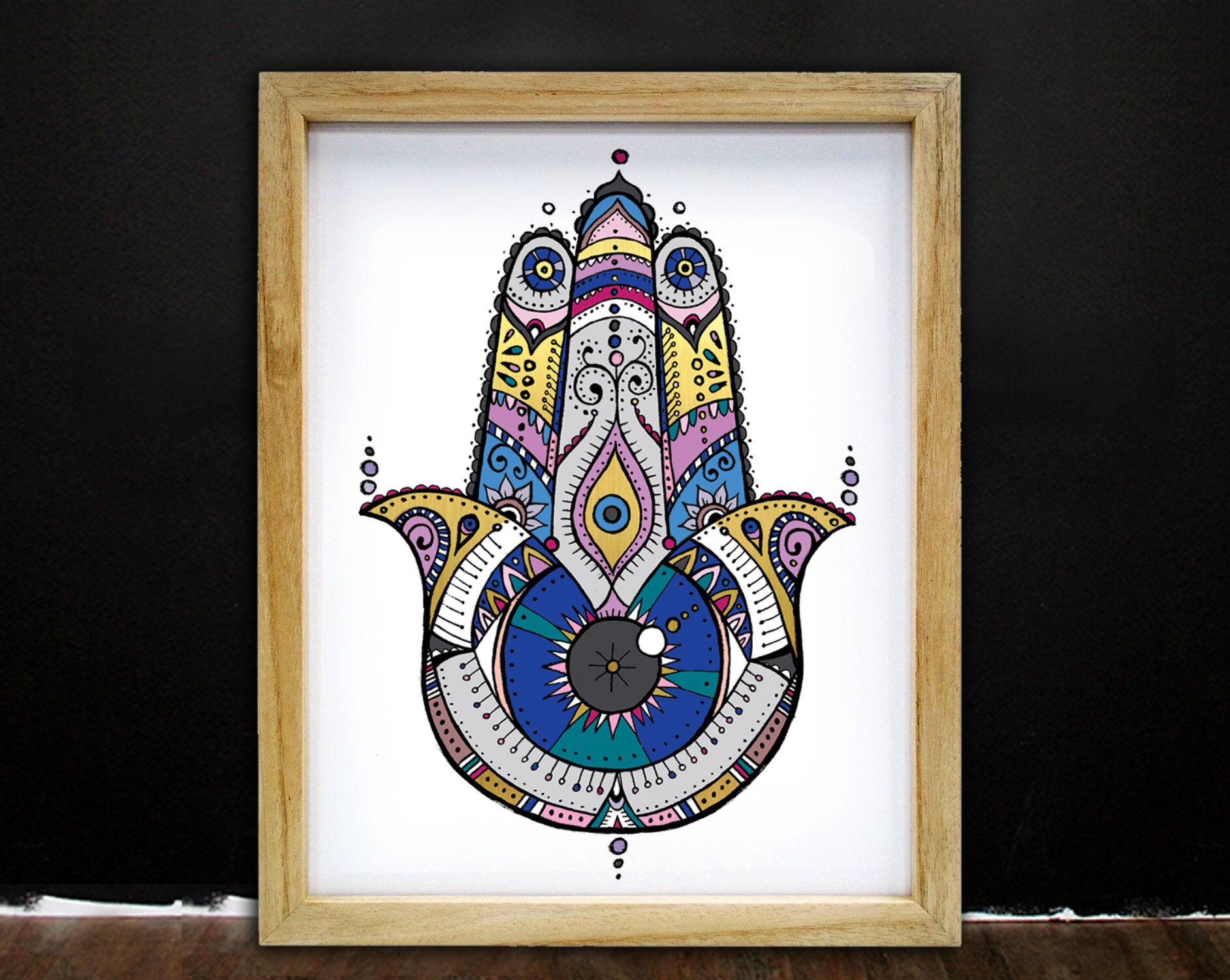 Hamsa Decor Yoga Hamsa Wall Art Yoga art Zen | Etsy