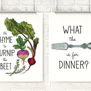 Kitchen Art, Turnip the Beet, Kitchen Decor, Fork, Thyme to Turnip the Beet, Housewarming gift image 2