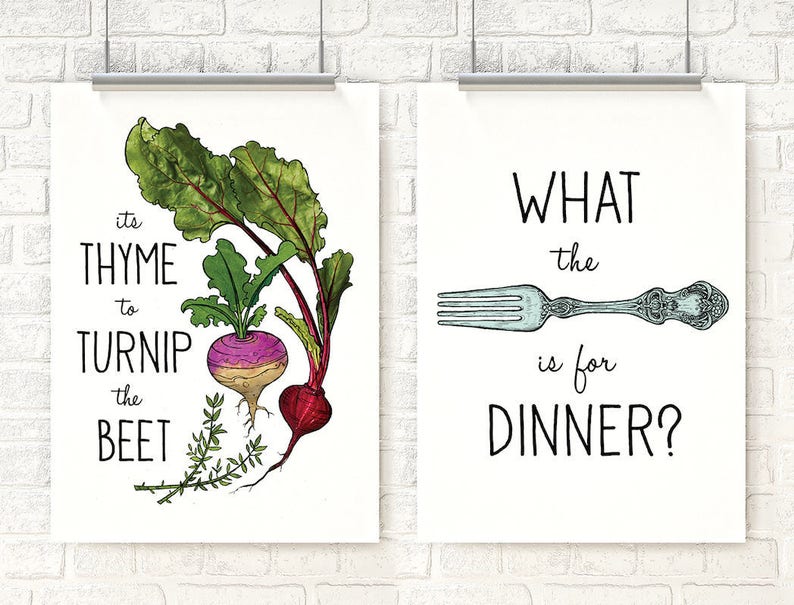 Kitchen Art, Turnip the Beet, Kitchen Decor, Fork, Thyme to Turnip the Beet, Housewarming gift image 2