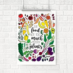 Eat food not too much mostly plants, Michael Pollan, Kitchen Art, Kitchen Decor, Vegan, Vegetarian image 3