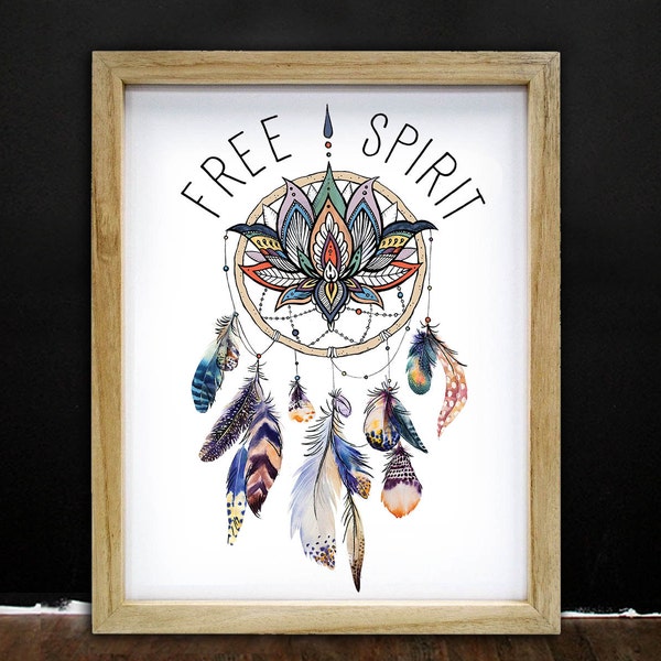 Free Spirit, Yoga, Dream Catcher, Yoga, Lotus 8.5 x 11, 11 x 14 --OR-- 13x19 inches