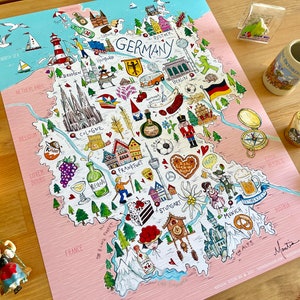Mapa de Alemania - VERSIÓN ANTIGUA, Mapa de Alemania, Mapa ilustrado de Alemania