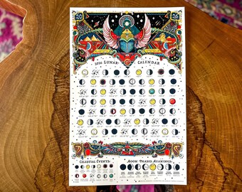 Lunar Calendar 2026, Moon Phases 2026, Dirty Heads, Octopus Print