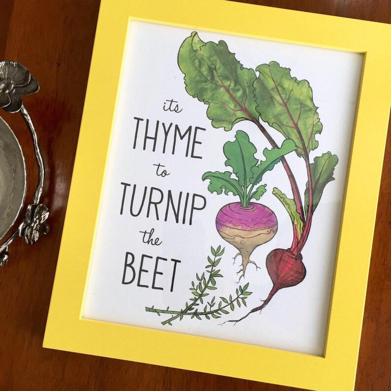 Kitchen Art, Turnip the Beet, Kitchen Decor, Fork, Thyme to Turnip the Beet, Housewarming gift image 3