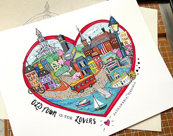 Virginia is for lovers, Historic Old Town Alexandria print, Old Town Alexandria