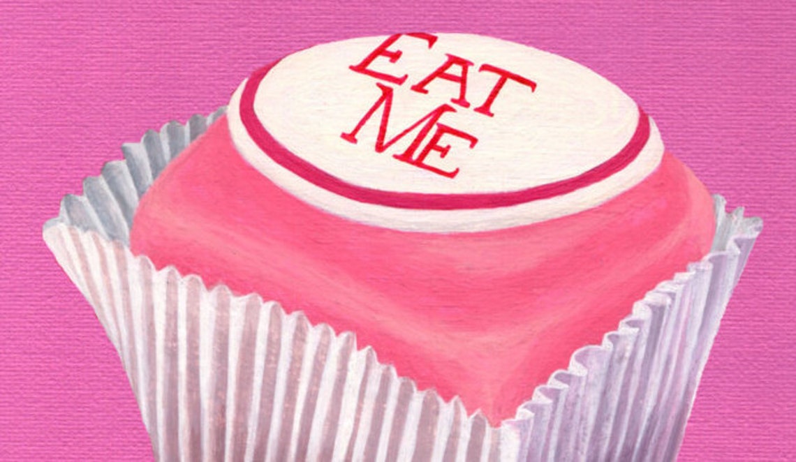 Alice in Wonderland Eat Me Cake Alice Quotes Art Print A4 Etsy