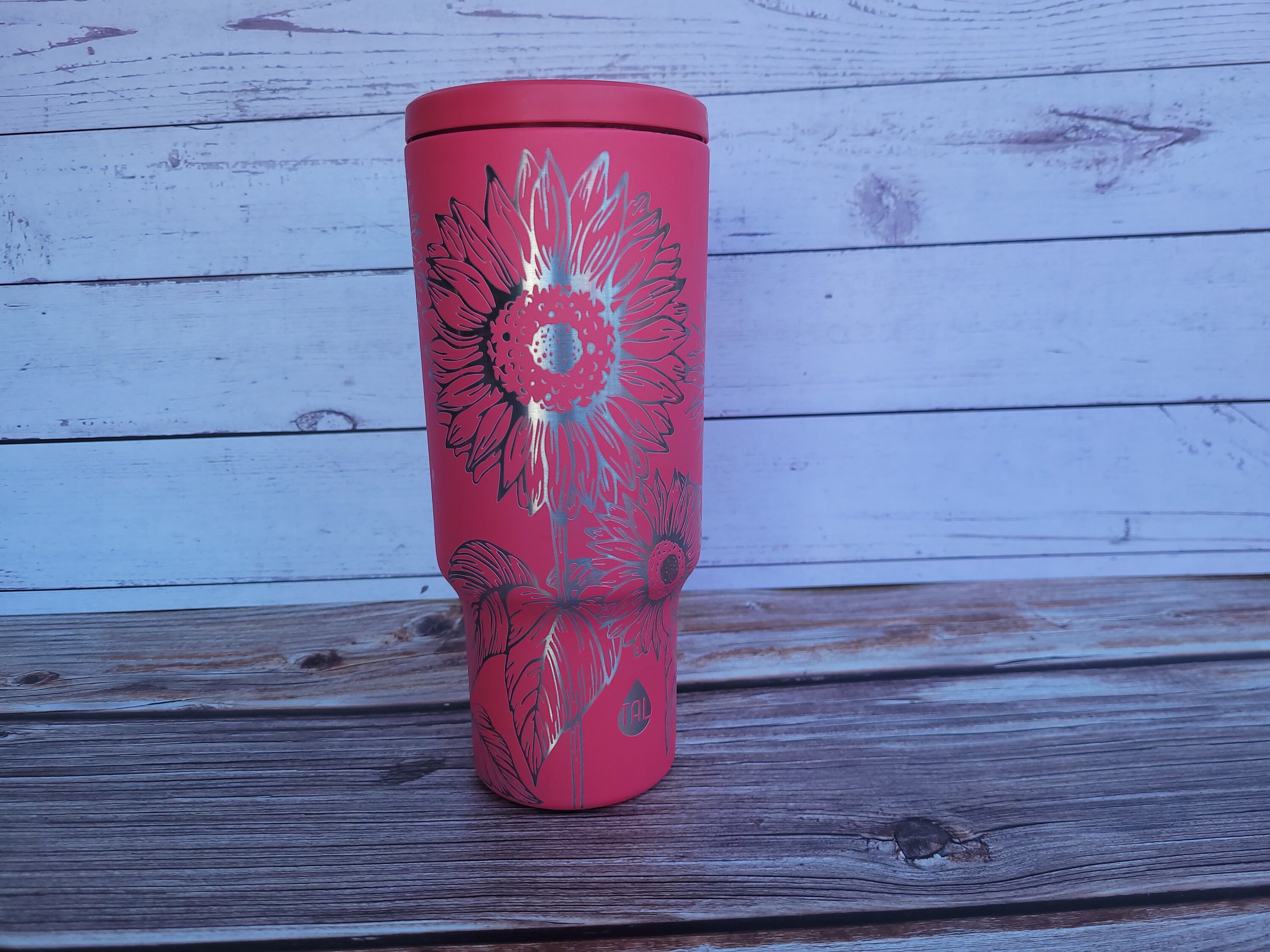 Sunflower 40 Oz. Tumbler With Straw Full Wrap Laser Engraved Gift for