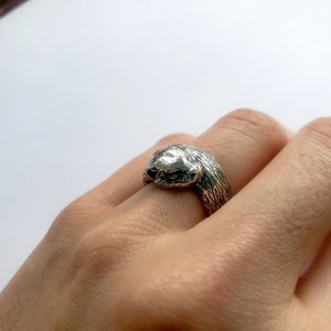 Otter Ring, sterling Silver, Handmade