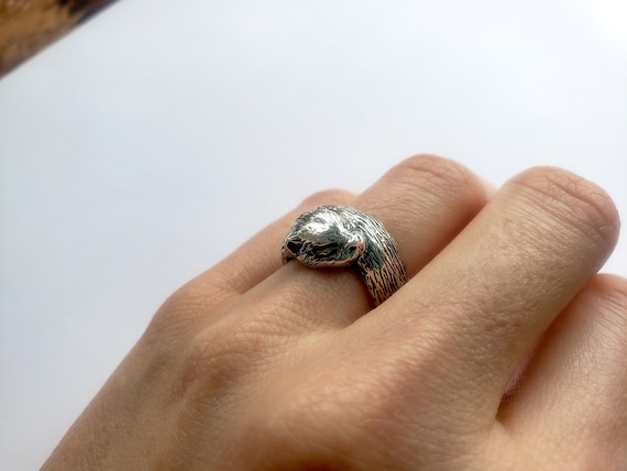 Otter Ring, sterling Silver, Handmade
