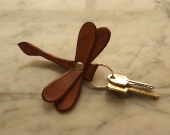 dragonfly leather keyring