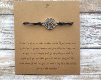 Life Wish Bracelet, Silver Tree of Life Charm Bracelet, Wish Bracelet, Minimalist Bracelet, Intentional Gift