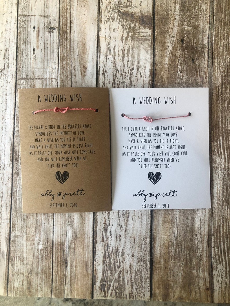 Wedding Wishes-Infinity Knot-Wish Bracelet-Wedding Favors-Hemp Cord-Personalized Gift-Choose Your Color String