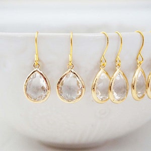 Crystal Teardrop Gem Earrings | Bridesmaid Earrings | Wedding Jewelry | ECG1, ECS1, ECRG1