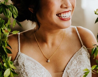 Dainty Mini Crystal Gem Necklaces | Bridesmaid Earrings | Wedding Jewelry | NCG4, NCS4