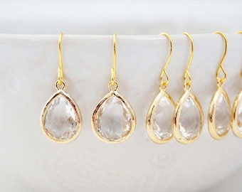 Crystal Teardrop Gem Earrings | Bridesmaid Earrings | Wedding Jewelry | ECG1, ECS1, ECRG1